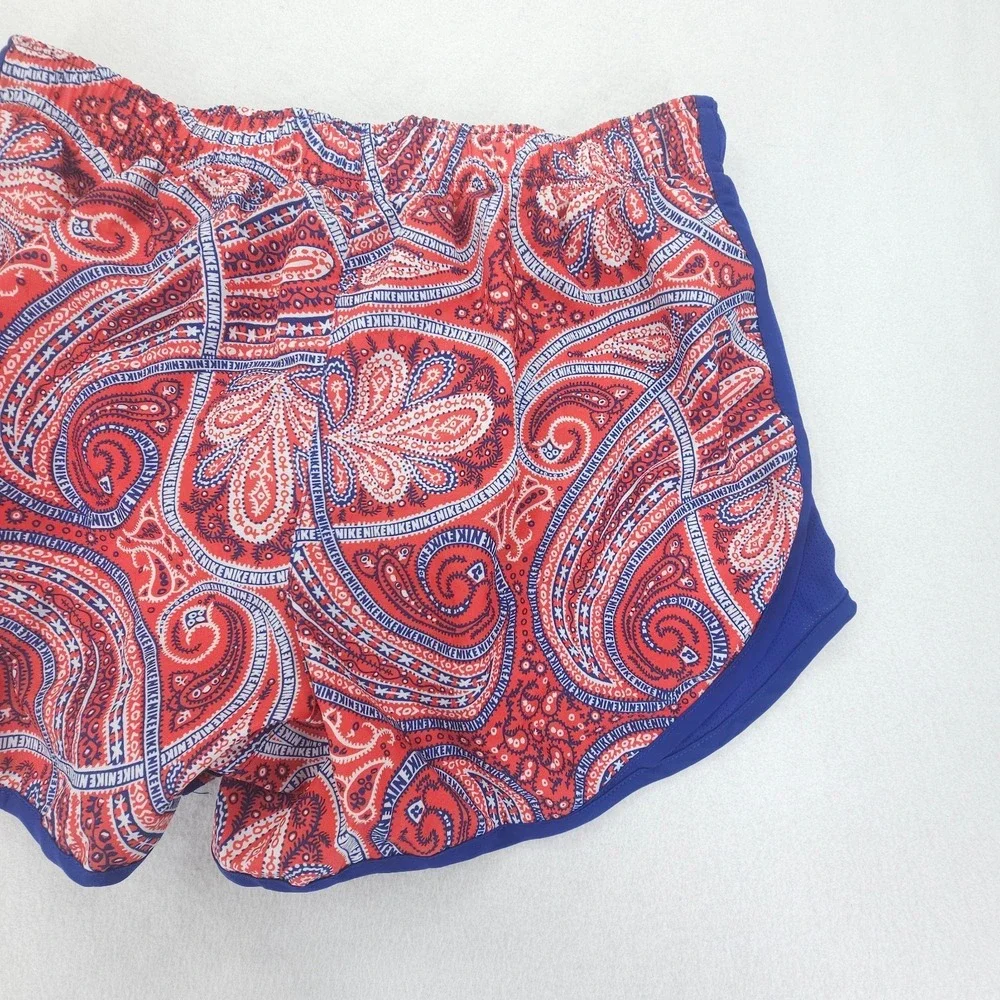 Nike Shorts Womens Large Red Blue Tempo Paisley Dri FIT Lined Running Athletic